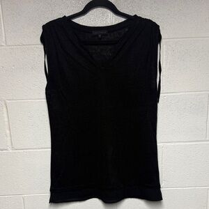 Sanctuary Black Sleeveless Ruched Detail Linen Top Sz Small